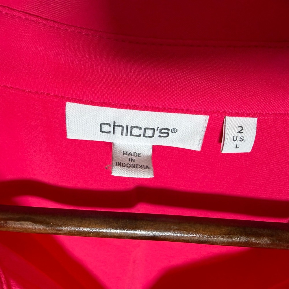 Chicos Pink Button Down Tunic Dress Bungee Hem 570345359 Womens Size 2/Large - Picture 4 of 10